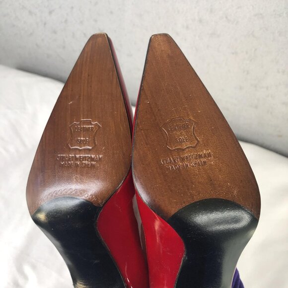 Stuart Weitzman Shoes Womens Size 5 Red Patent Leather Pointed Toe Dress Heels - Picture 10 of 16